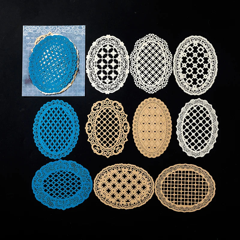 Papel Rendado Vazado para Scrapbook, Planner e Junk Journal DIY 10pcs