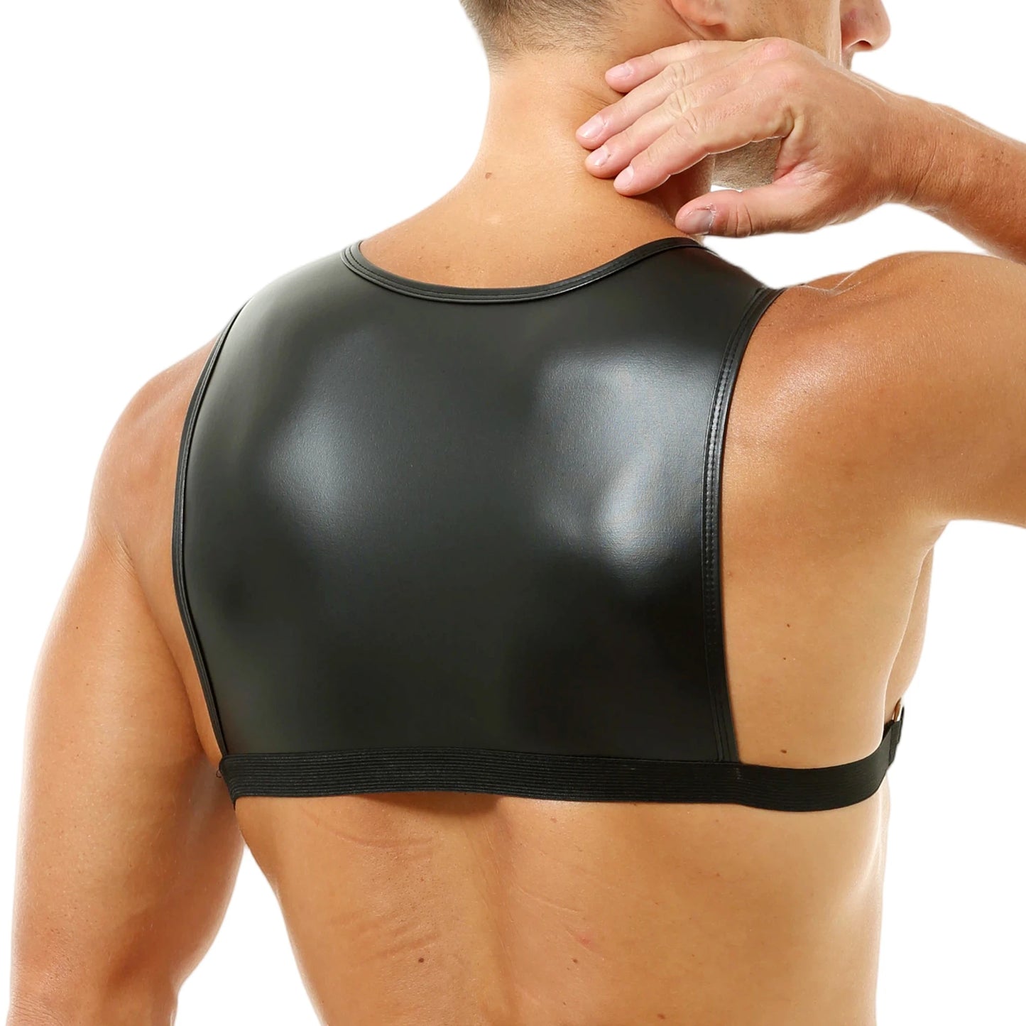 Colete Masculino Cropped em Couro Sintético