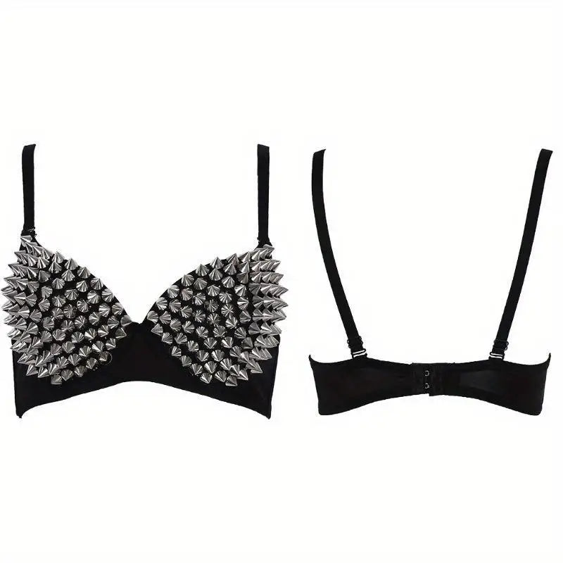 Sutiã Feminino Punk com Tachas Metálicas