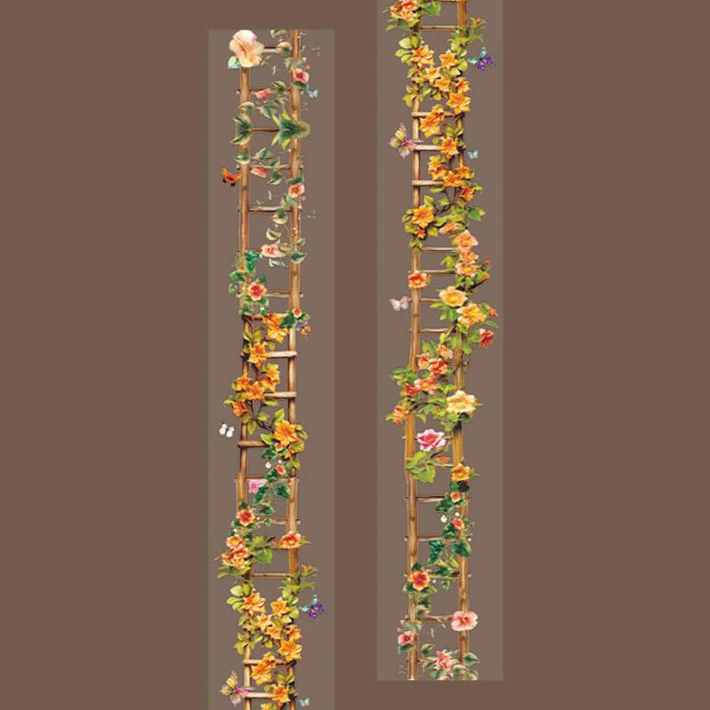 Fita Washi Floral Jardim 40mm x 2m para Scrapbook, Journaling e DIY Decorativo