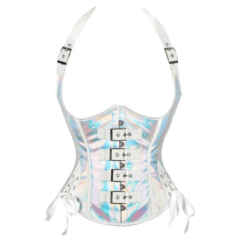 Corset Feminino Steampunk Gótico em Couro Sintético