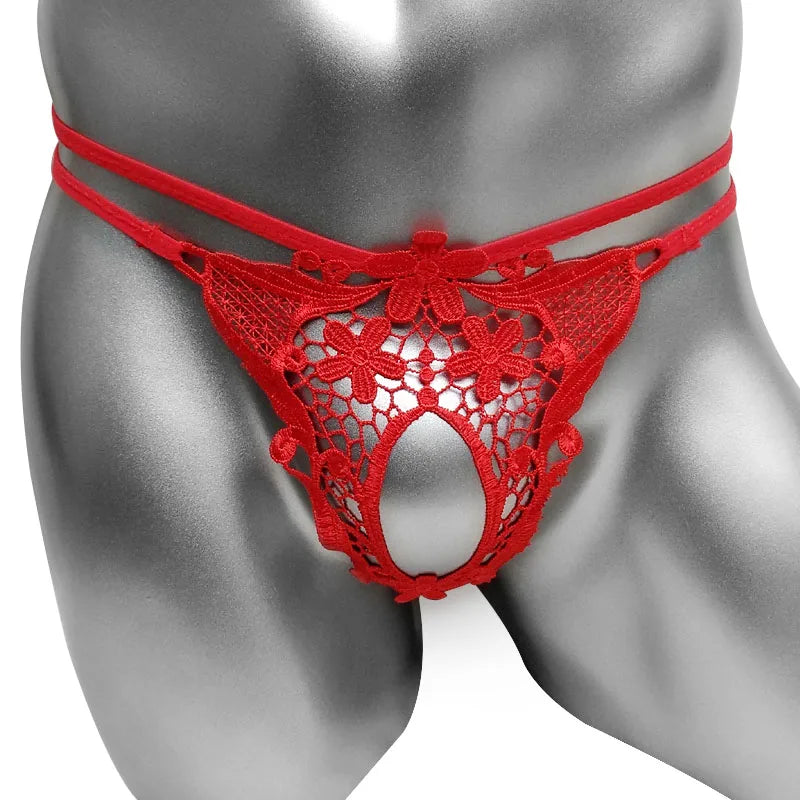 Tanga Masculina em Renda com Abertura Frontal