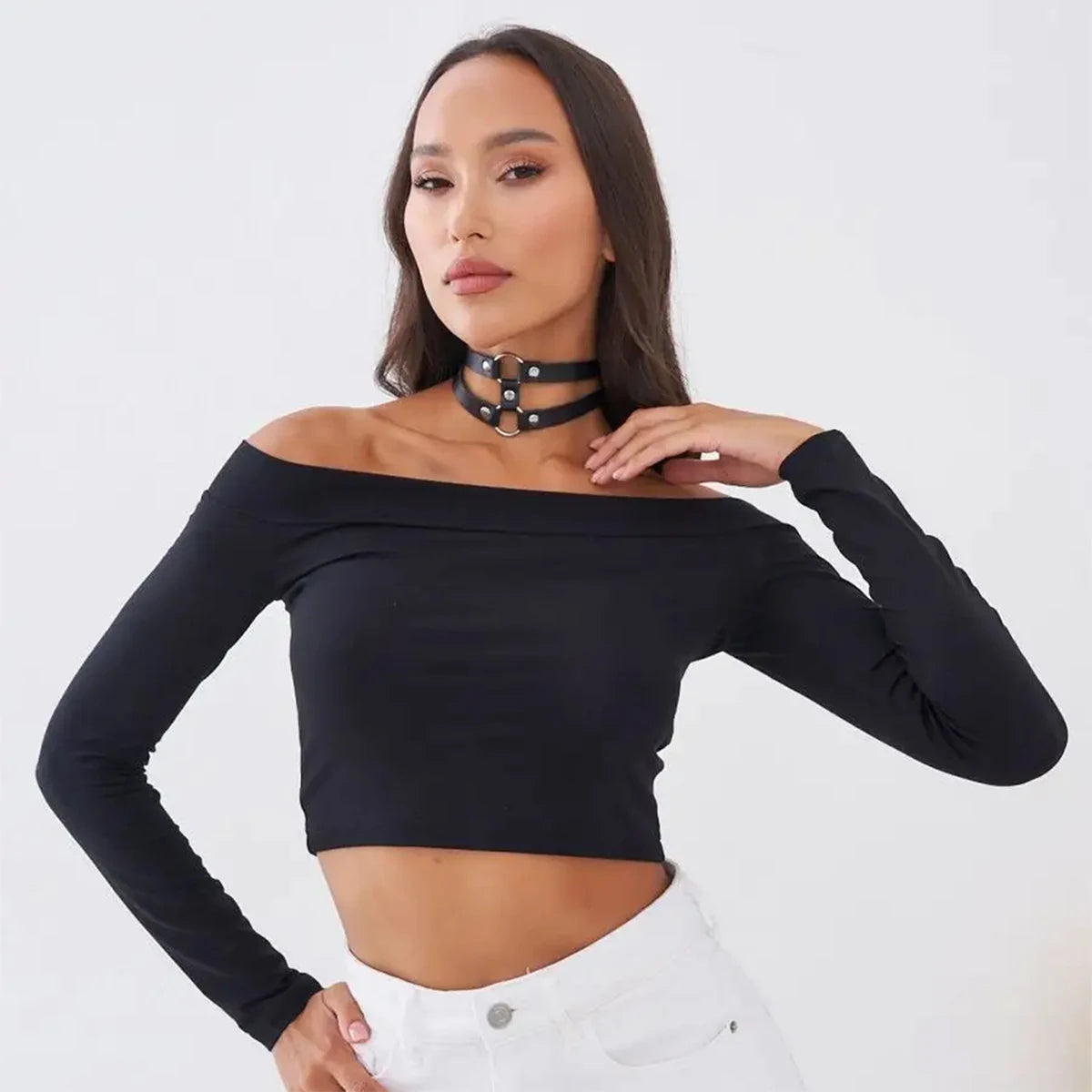 Choker Feminino BDSM em Couro Sintético