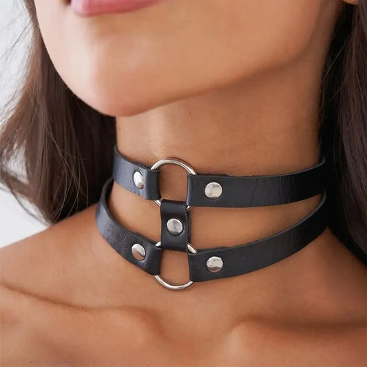 Choker Feminino BDSM em Couro Sintético