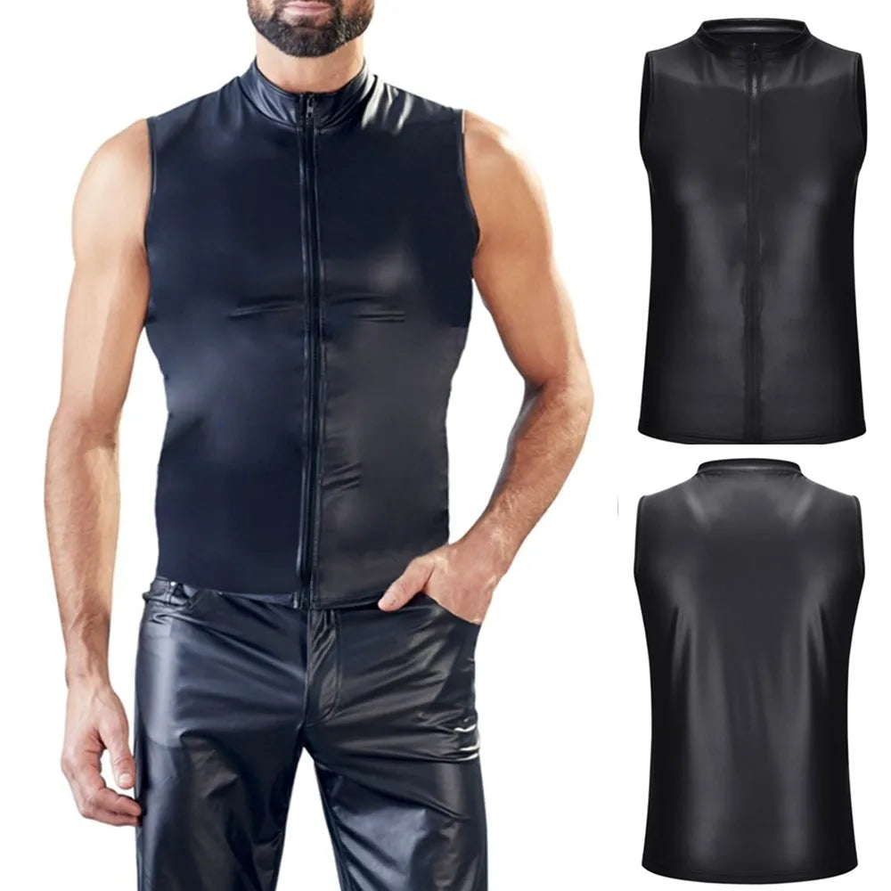 Colete Masculino em Couro Sintético