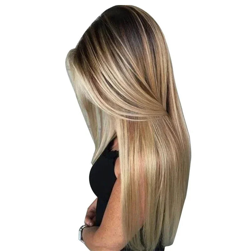 Peruca Longa Lisa Loira com touca