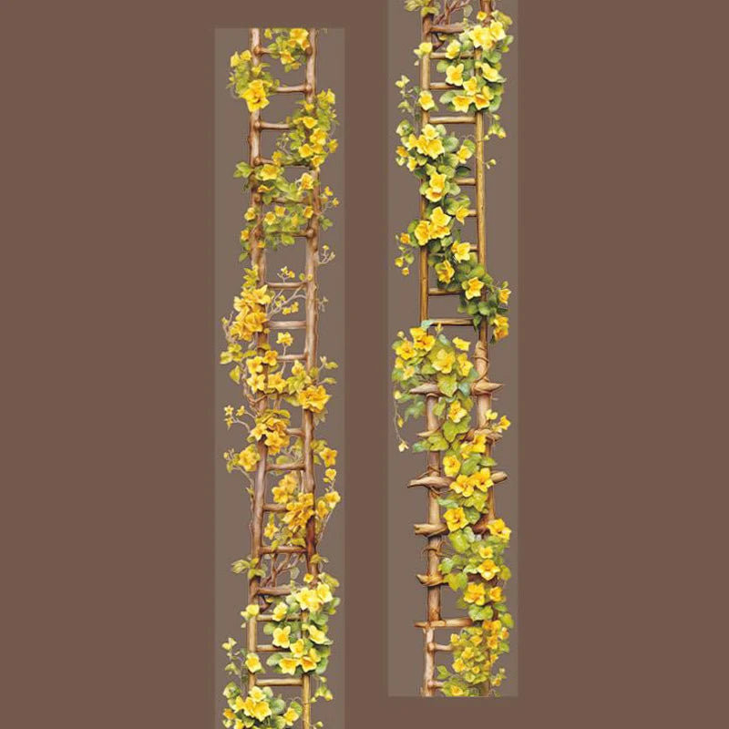 Fita Washi Floral Jardim 40mm x 2m para Scrapbook, Journaling e DIY Decorativo