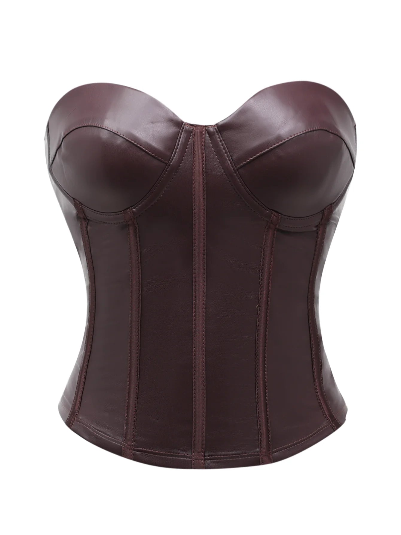 Corset Feminino em Couro Sintético Tomara-Que-Caia