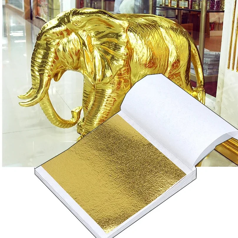 Folhas de Folha de Ouro Artificial para Artesanato, Resina, Velas e Decoração 100pcs