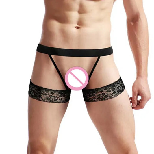 Cueca Masculina em Renda com Cinta-Liga