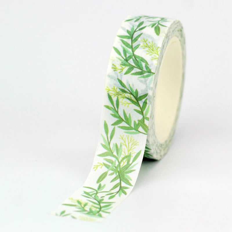 Fita Washi Floral com Flores e Folhas Coloridas para Scrapbook, Journaling e DIY — 10 m