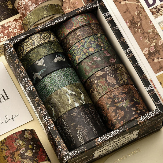 Fitas Washi Tape Vintage Decorativas para Scrapbook e DIY Artesanato — 12 Rolos