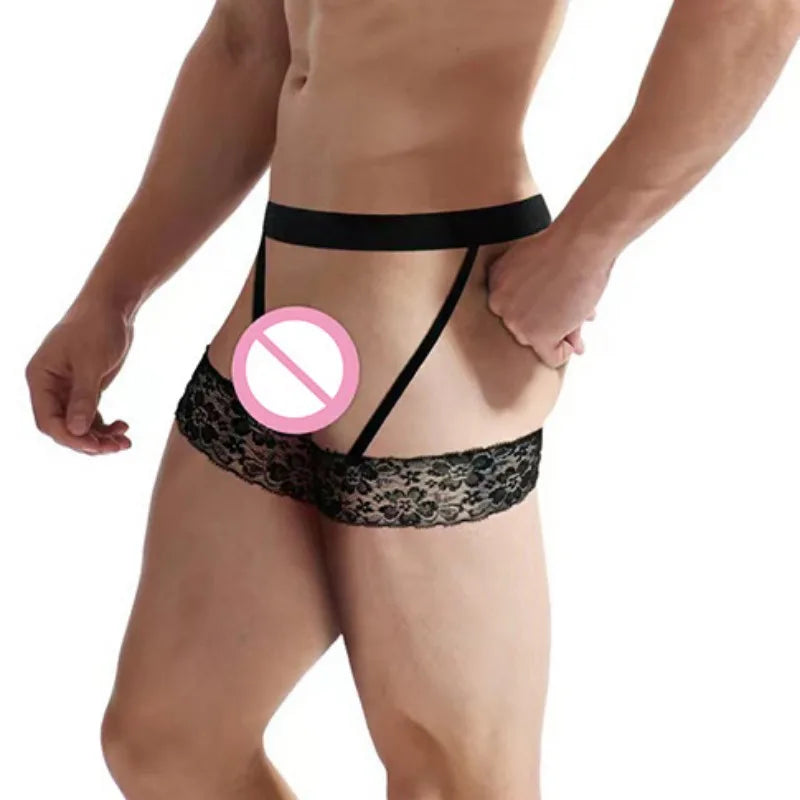 Cueca Masculina em Renda com Cinta-Liga