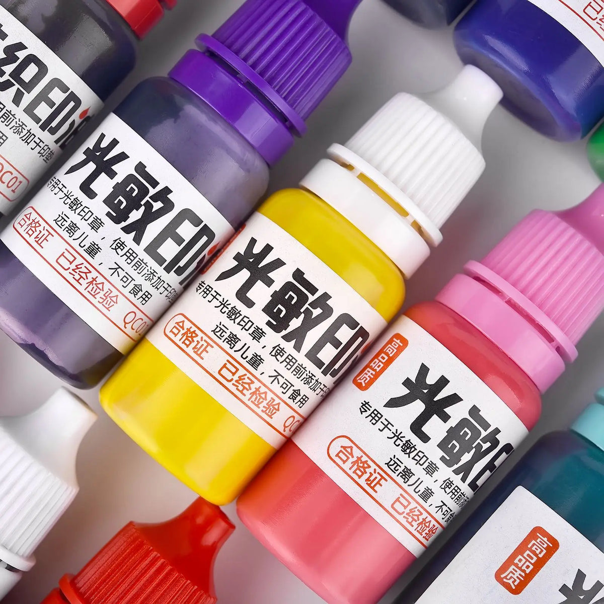Tinta para Carimbo 10ml para Tecido, Madeira, Metal, Papel e Plástico – Refil Colorido para Artesanato DIY