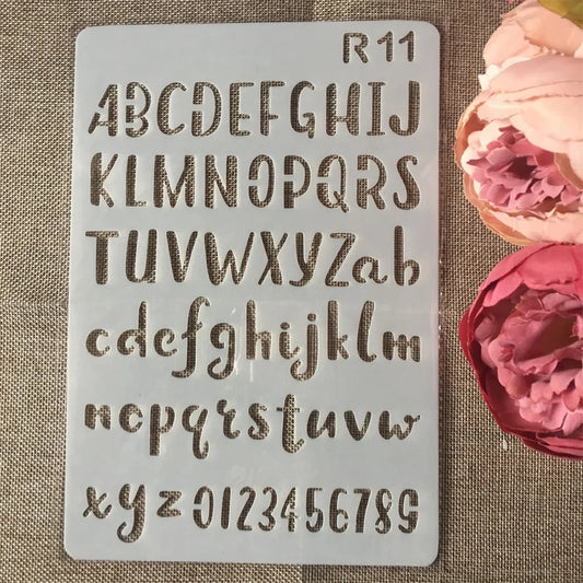 Estêncil de Letras do Alfabeto com 26 cm para Scrapbook, Pintura e Papelaria Criativa