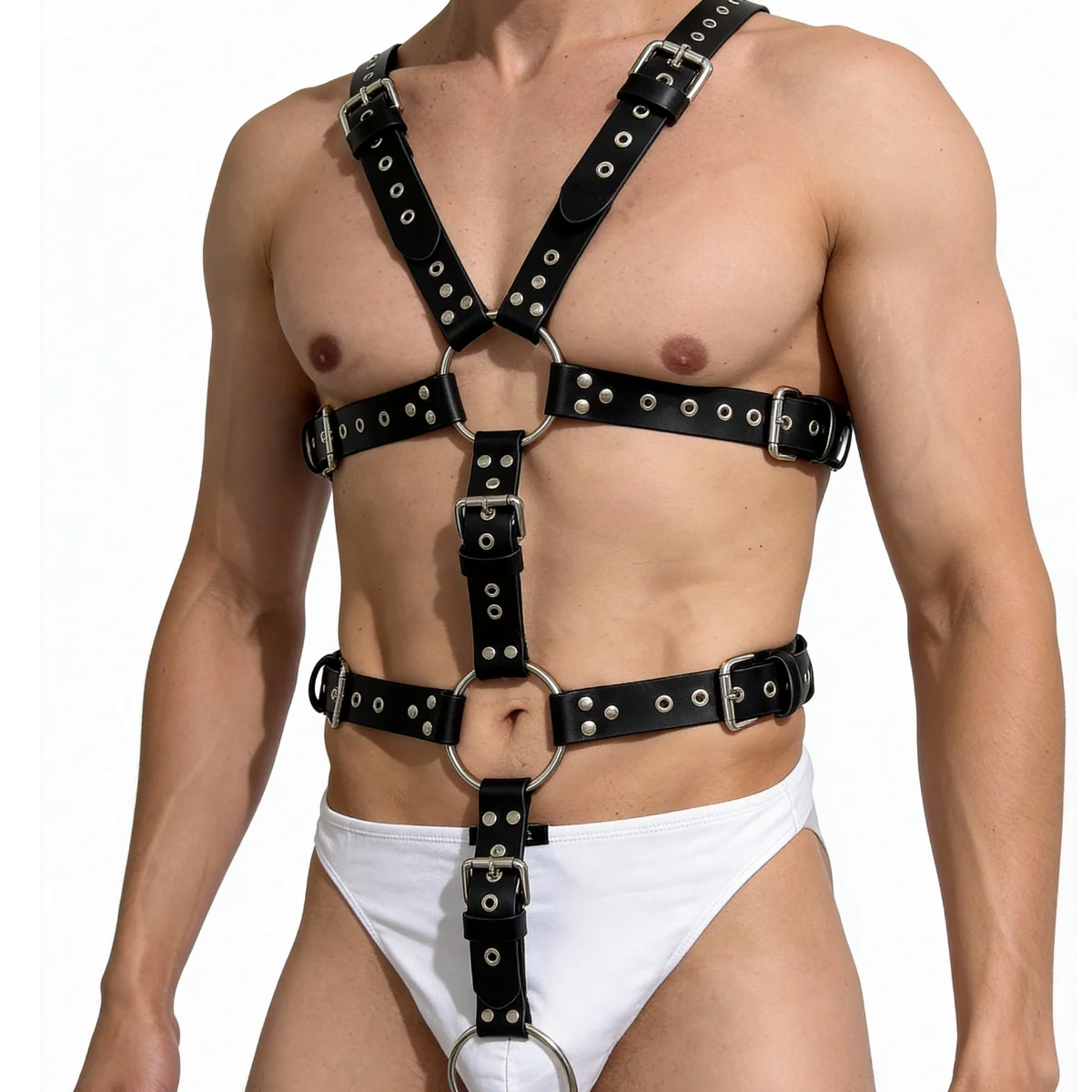 Harness Masculino em Couro Sintético com Argola