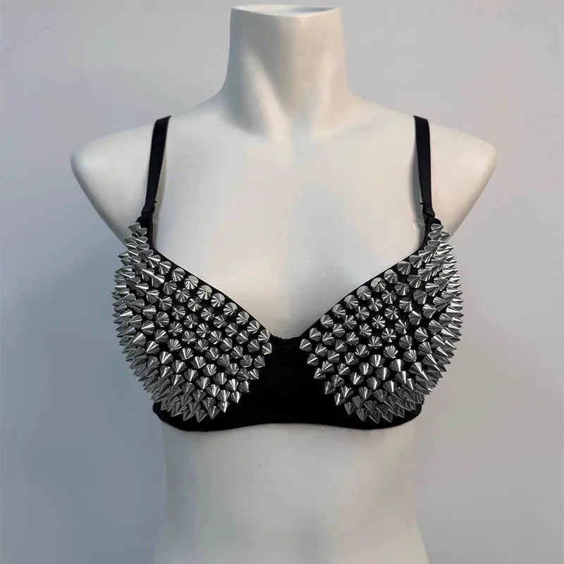 Sutiã Feminino Punk com Tachas Metálicas