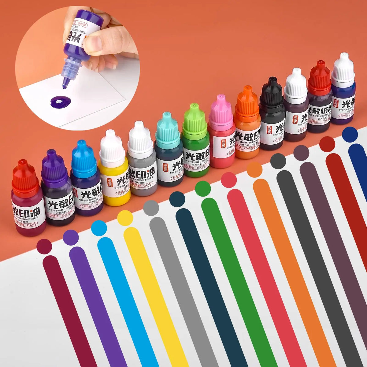Tinta para Carimbo 10ml para Tecido, Madeira, Metal, Papel e Plástico – Refil Colorido para Artesanato DIY