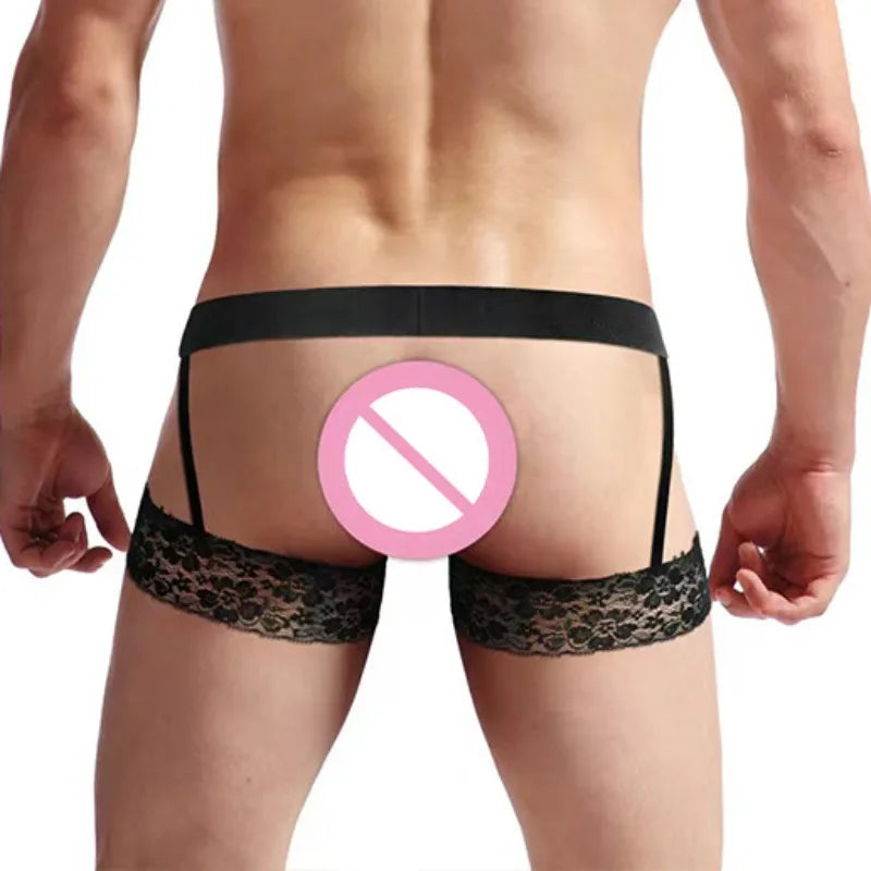 Cueca Masculina em Renda com Cinta-Liga