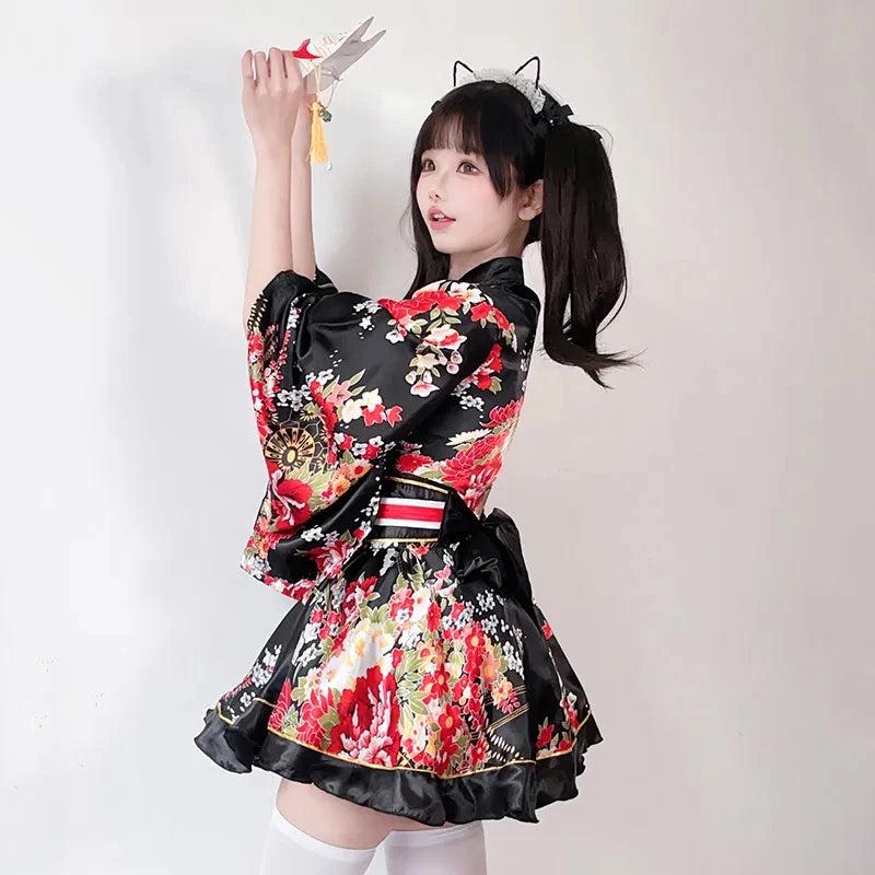 Vestido Quimono Japonês Feminino Estilo Gueixa