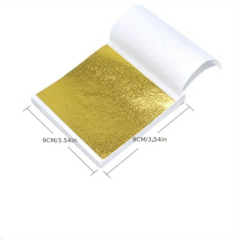 Folhas de Folha de Ouro Artificial para Artesanato, Resina, Velas e Decoração 100pcs