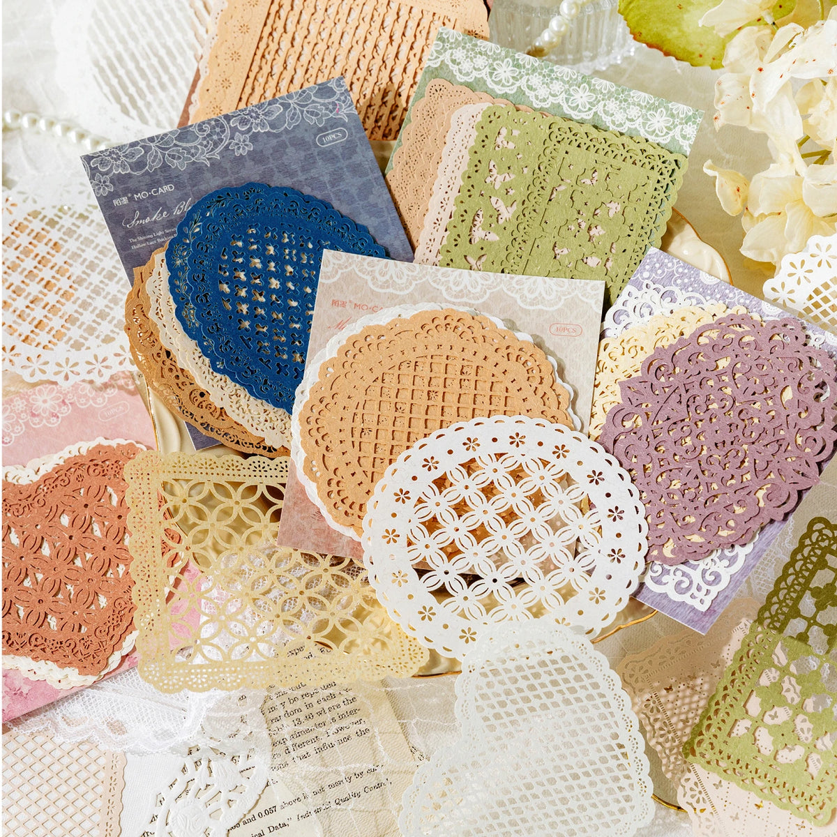 Papel Rendado Vazado para Scrapbook, Planner e Junk Journal DIY 10pcs