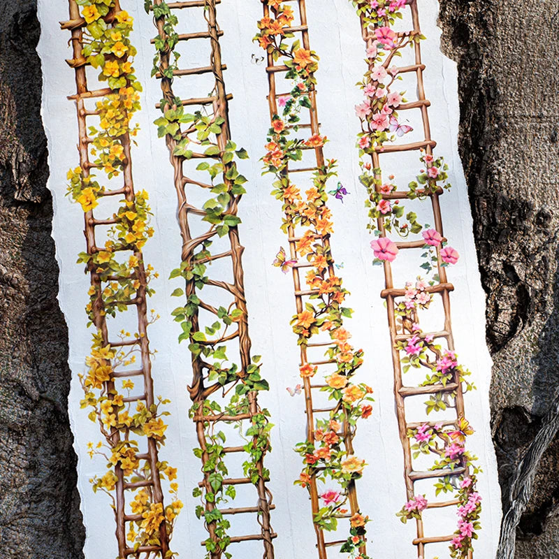 Fita Washi Floral Jardim 40mm x 2m para Scrapbook, Journaling e DIY Decorativo