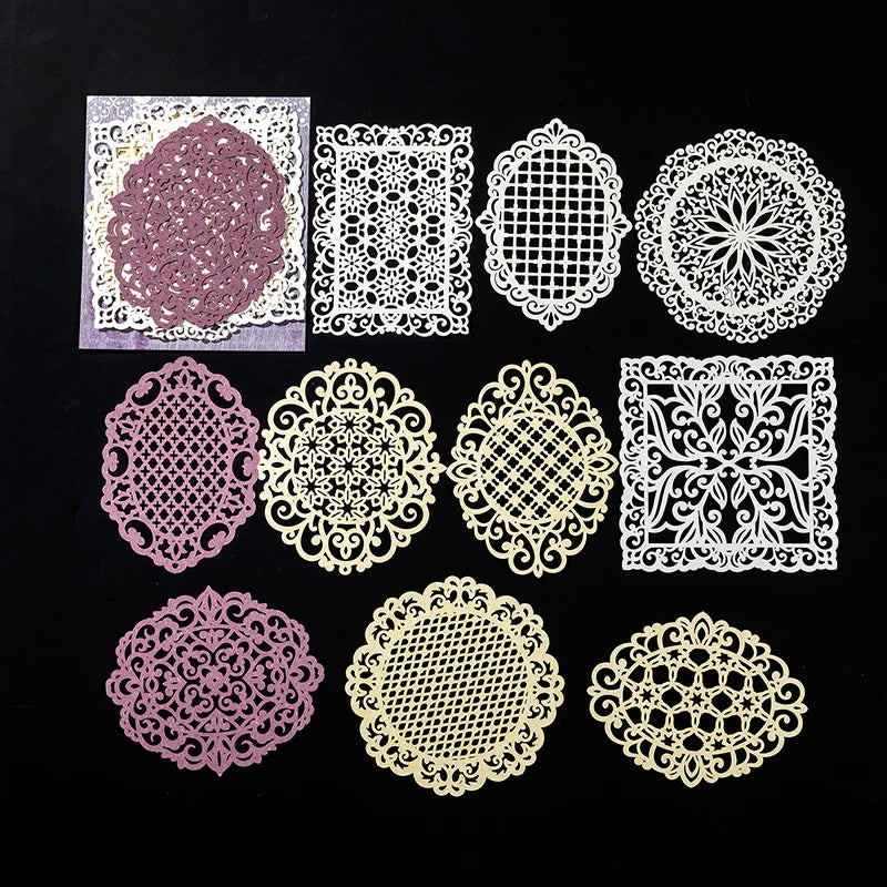 Papel Rendado Vazado para Scrapbook, Planner e Junk Journal DIY 10pcs