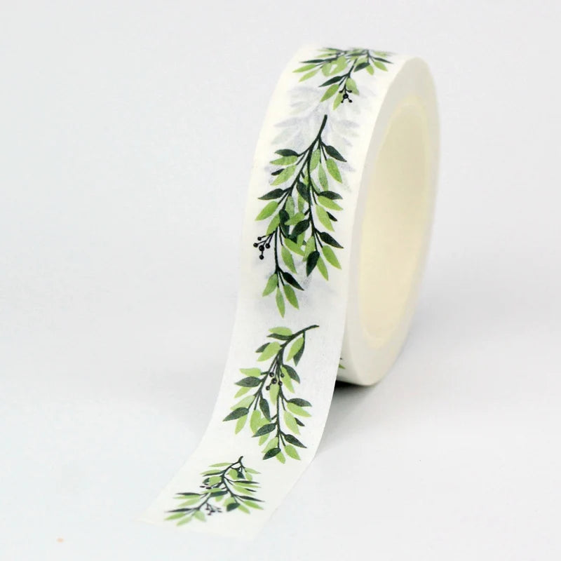 Fita Washi Floral com Flores e Folhas Coloridas para Scrapbook, Journaling e DIY — 10 m