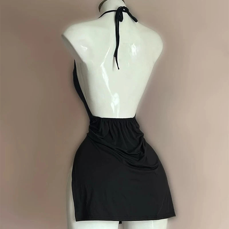 Vestido Sensual com Decote V e Costas Abertas