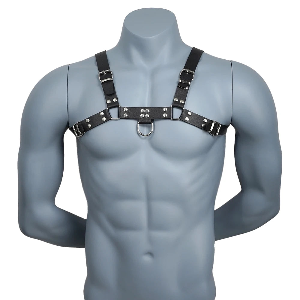 Harness Masculino de Peito Ajustável em Couro Sintético