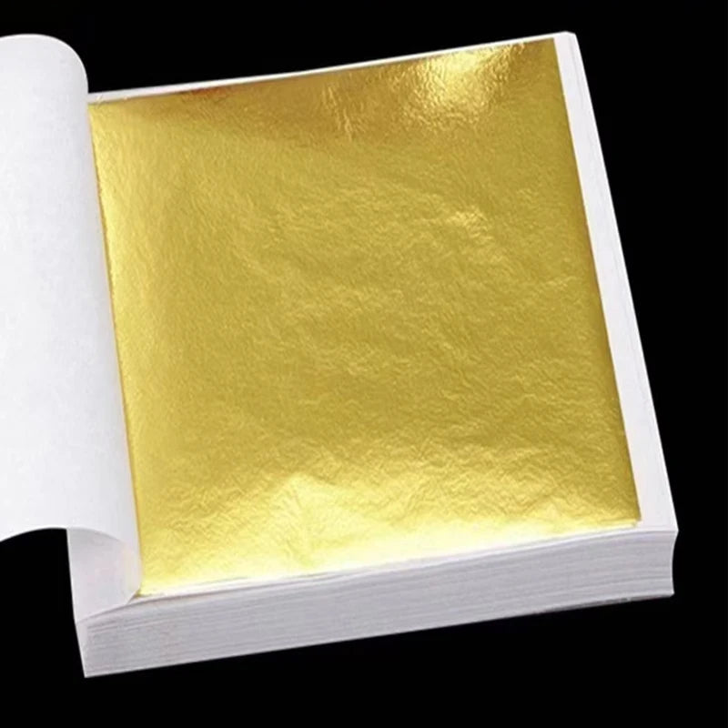 Folhas de Folha de Ouro Artificial para Artesanato, Resina, Velas e Decoração 100pcs