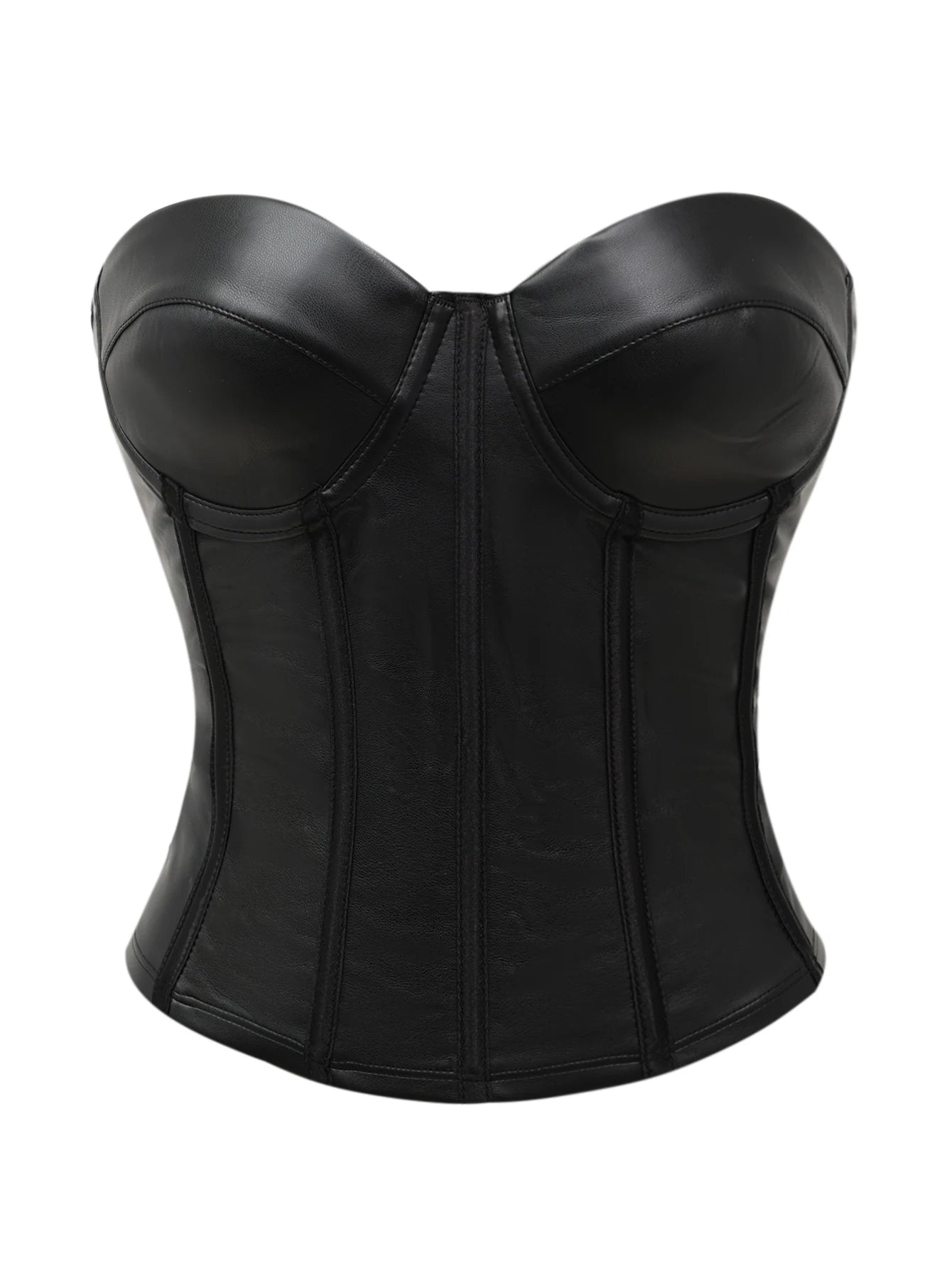 Corset Feminino em Couro Sintético Tomara-Que-Caia