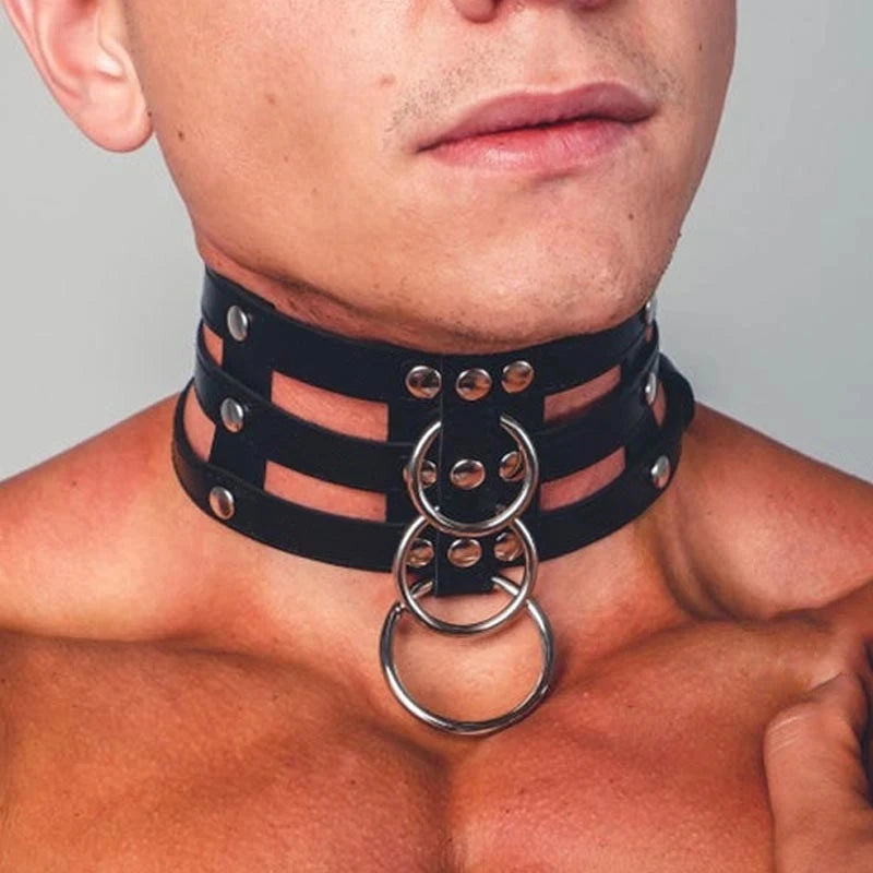 Choker Masculino em Couro PU