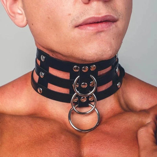 Choker Masculino em Couro PU