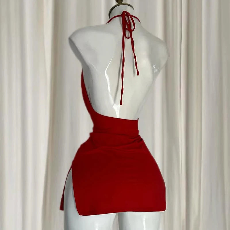 Vestido Sensual com Decote V e Costas Abertas