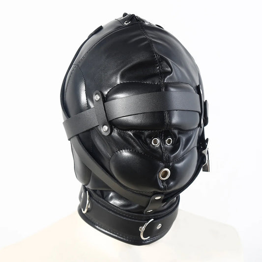 Máscara Hood Fetiche Full Face em Couro