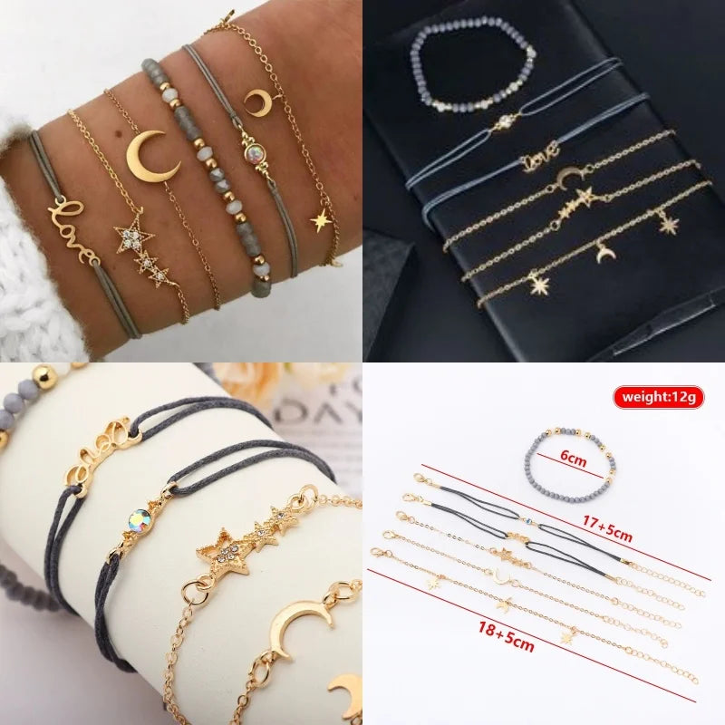 Conjunto de Pulseiras Femininas em Aço