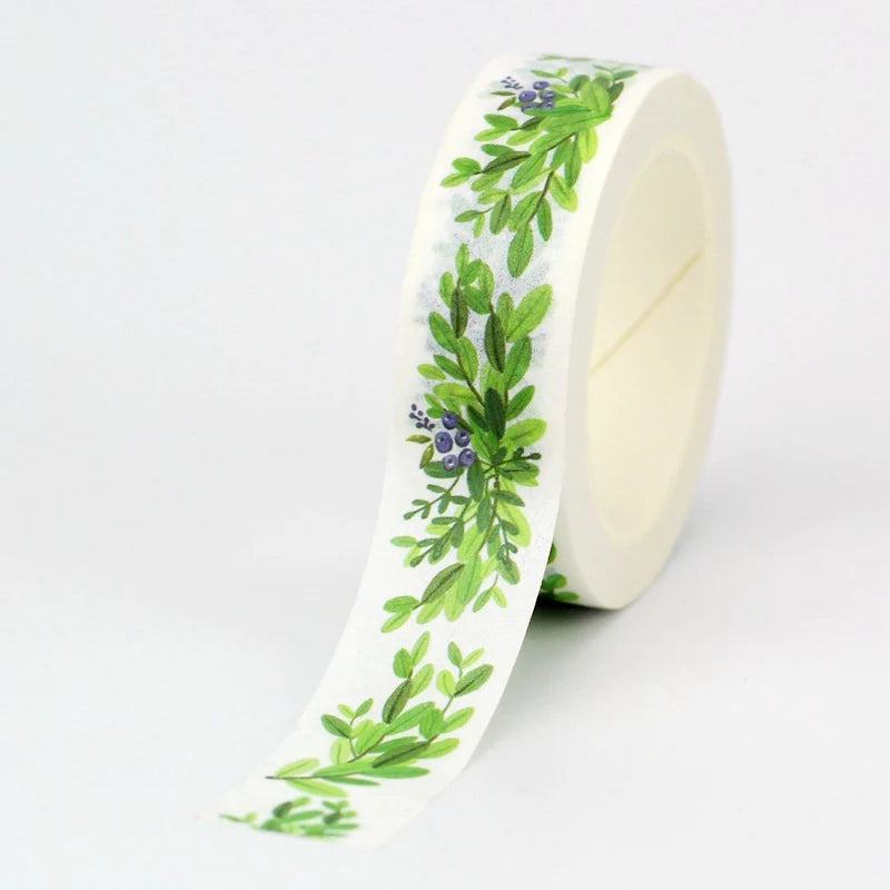 Fita Washi Floral com Flores e Folhas Coloridas para Scrapbook, Journaling e DIY — 10 m