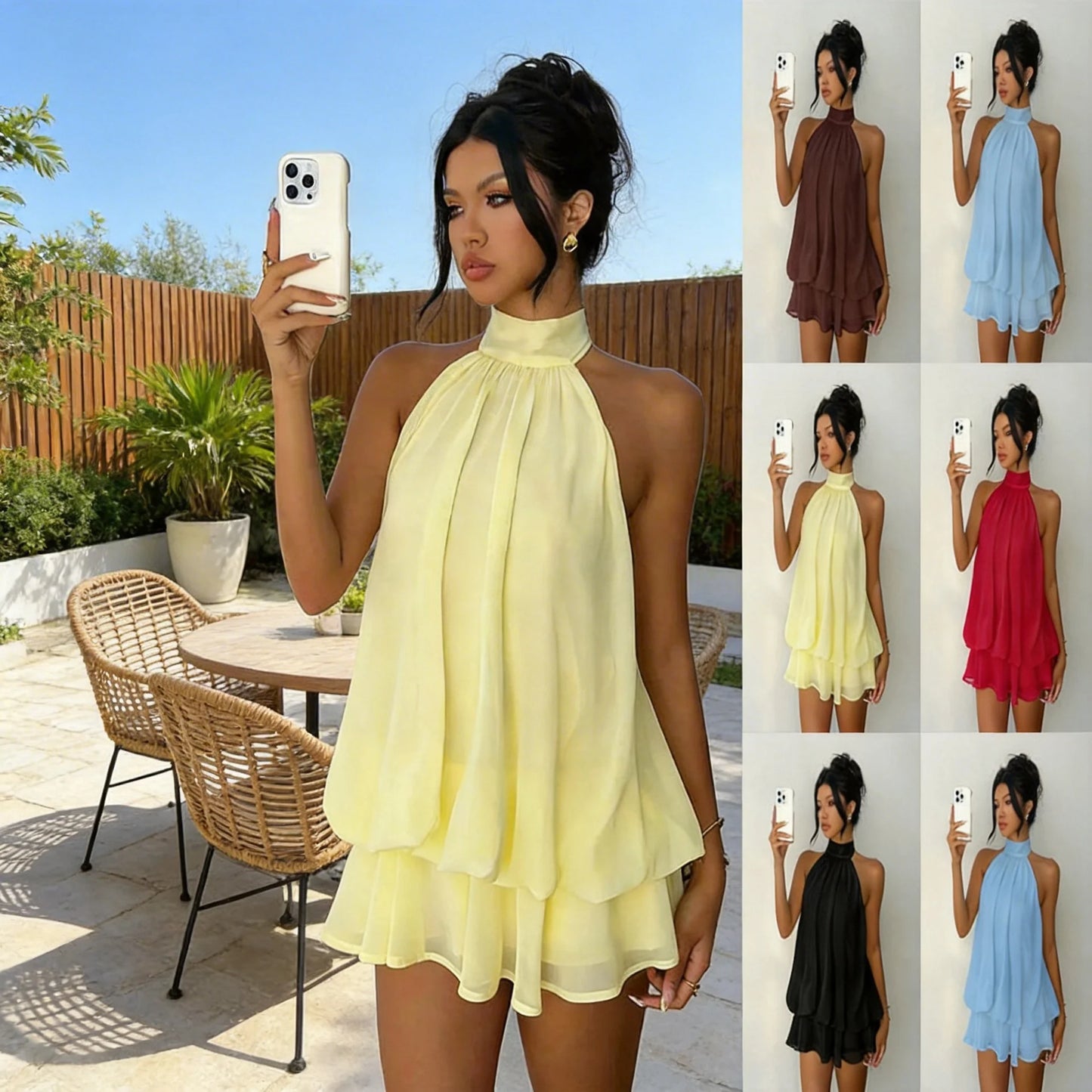 Vestido Feminino com Costas Abertas e Saia