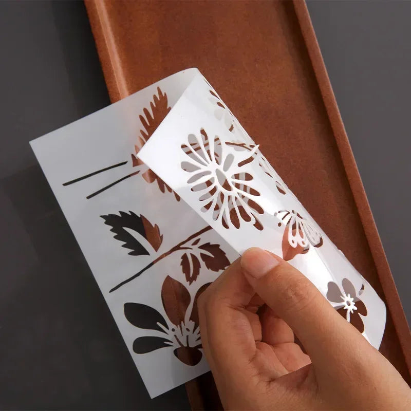 Estênceis Florais, Borboletas e Folhas com 5 Peças para Scrapbook e Journaling