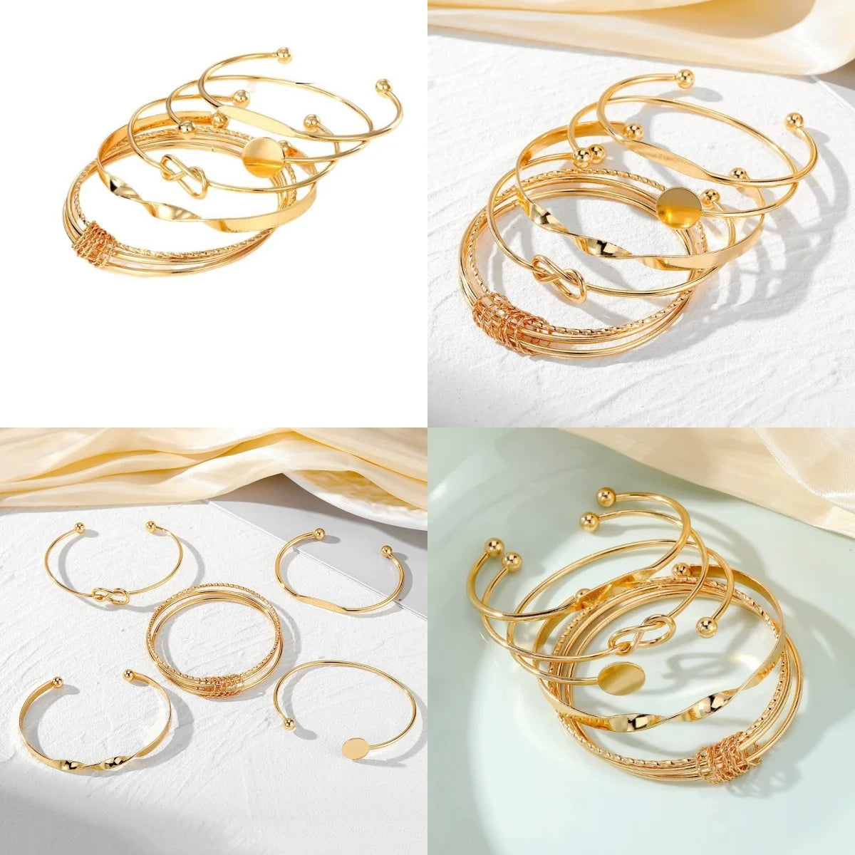 Conjunto de Pulseiras Femininas em Aço