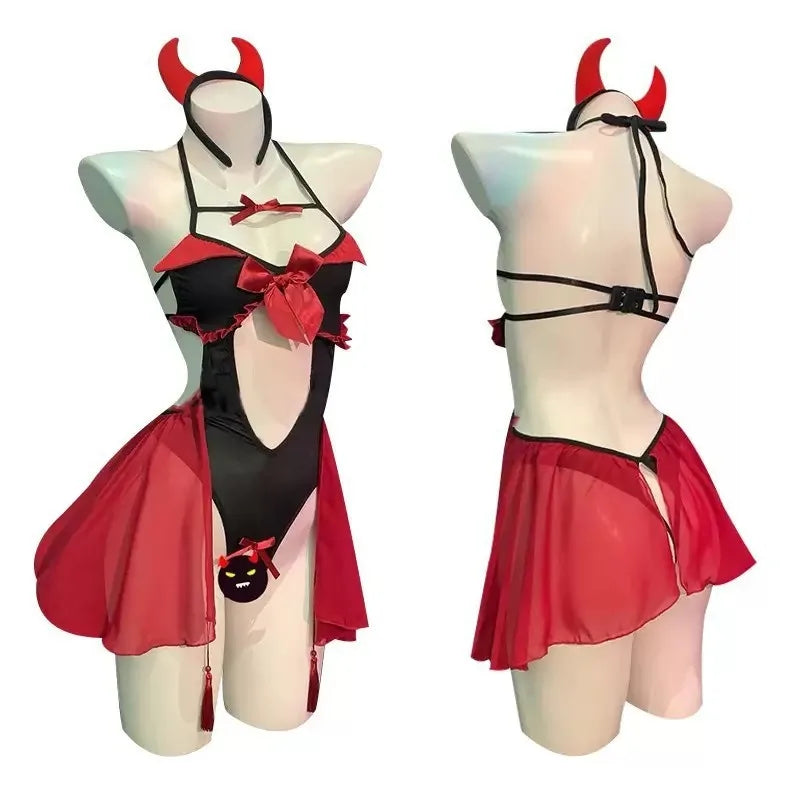 Conjunto Lingerie Diabinha com abertura frontal