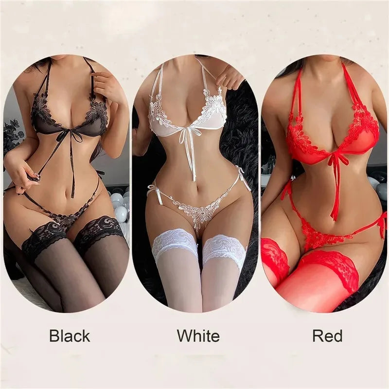 Conjunto de Lingerie Feminina em Renda