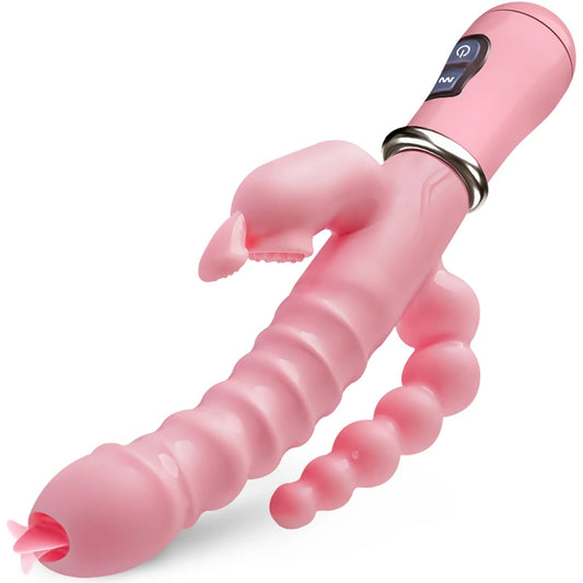 Vibrador 3 em 1 Potente com Função Rabbit e Estímulo Duplo