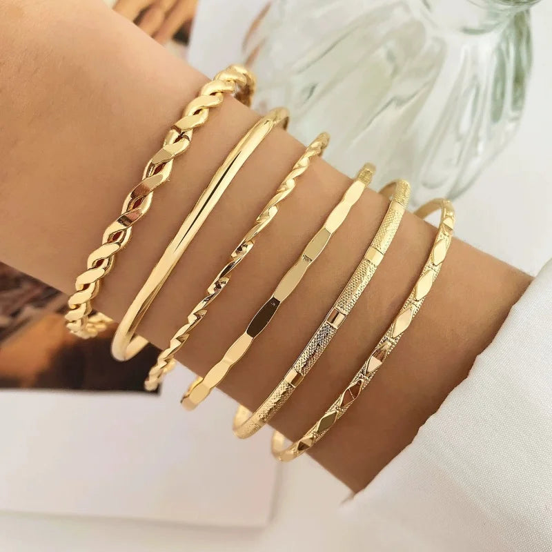 Conjunto de Pulseiras Femininas em Aço