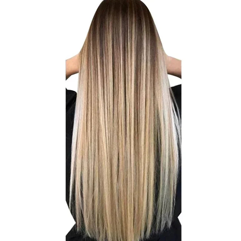 Peruca Longa Lisa Loira com touca