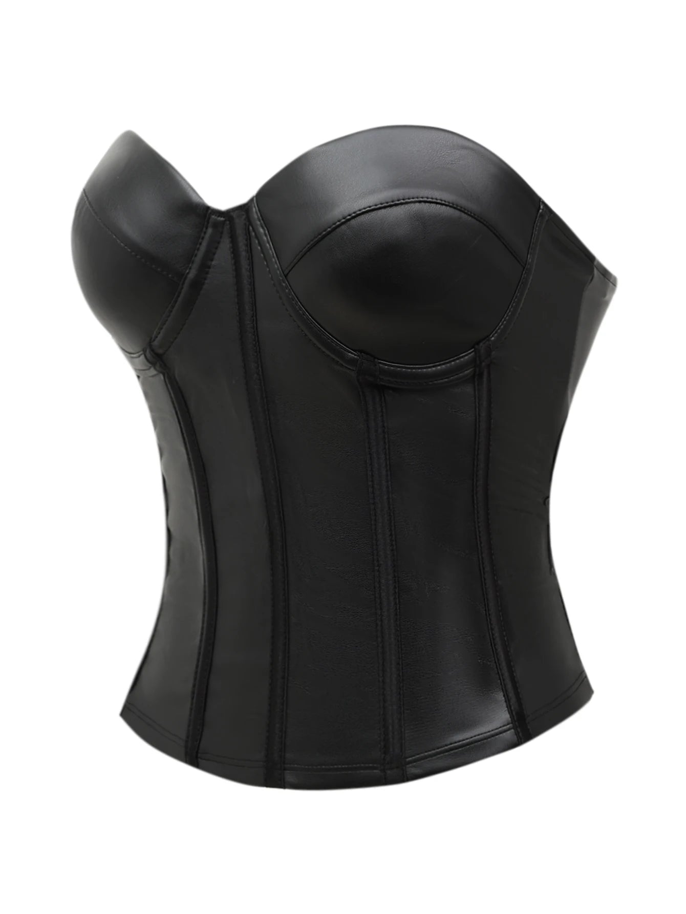 Corset Feminino em Couro Sintético Tomara-Que-Caia