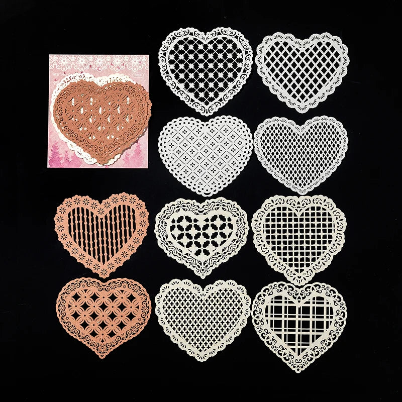 Papel Rendado Vazado para Scrapbook, Planner e Junk Journal DIY 10pcs