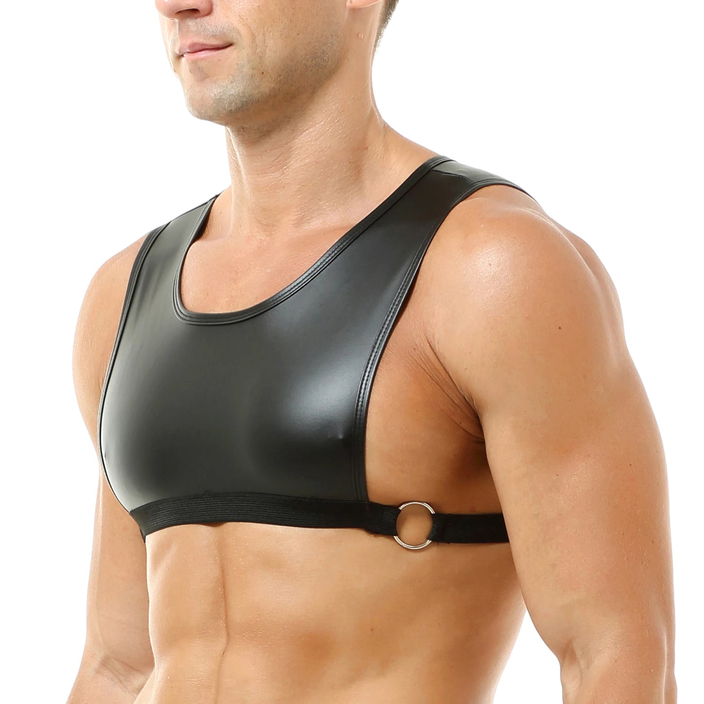 Colete Masculino Cropped em Couro Sintético